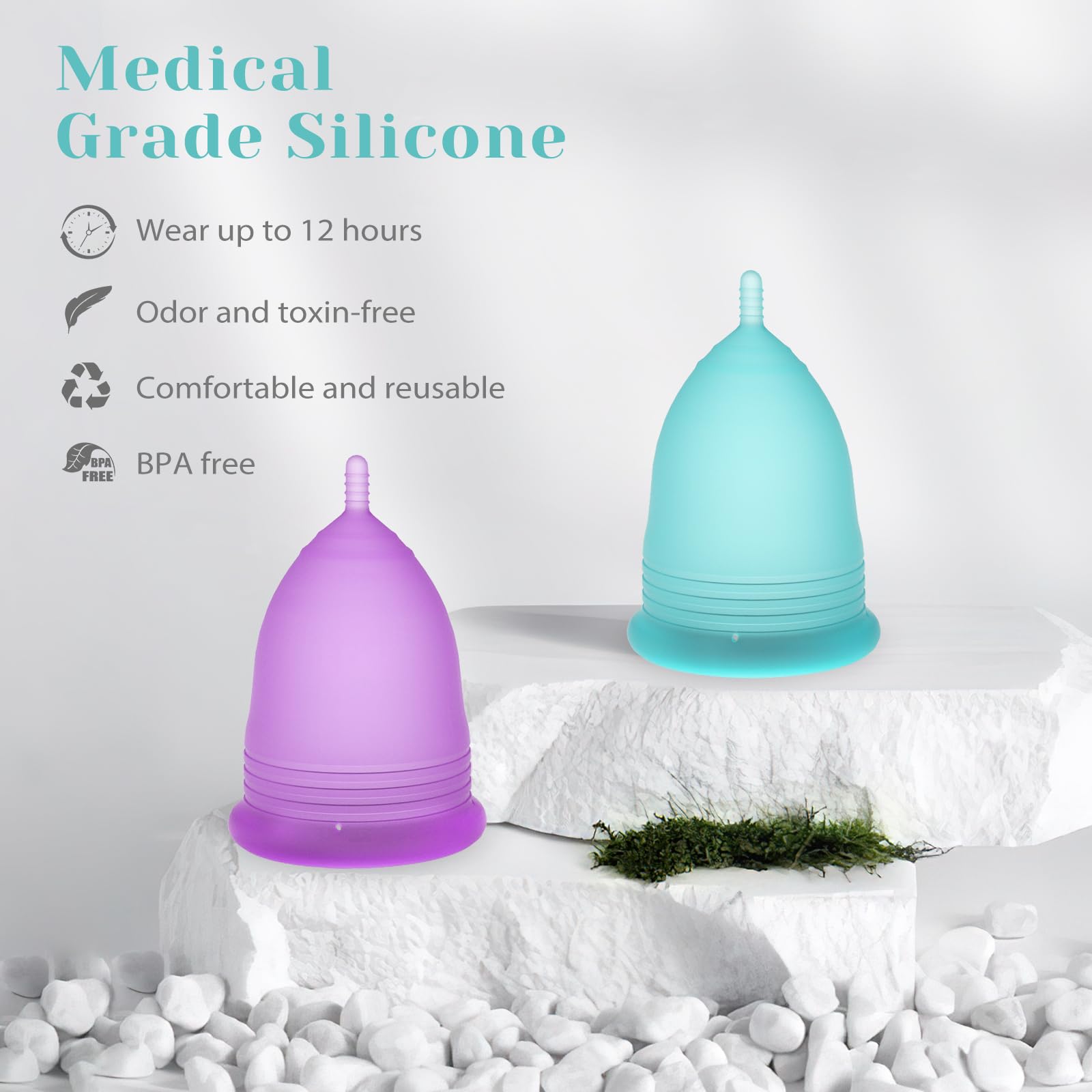 YTYOMUR Menstrual Cup Set, 2 Soft Period Cup Come with Collapsible Cleaner Cup YTYOMURAu supplements