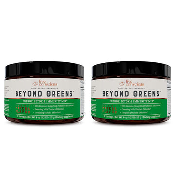 Live Conscious Beyond Greens Concentrated Superfood Powder - Matcha Flavor w/Chlorella, Echinacea, Probiotics for Immune Support & Energy - 30 Servings (2-Pack) Live ConsciousAu supplements