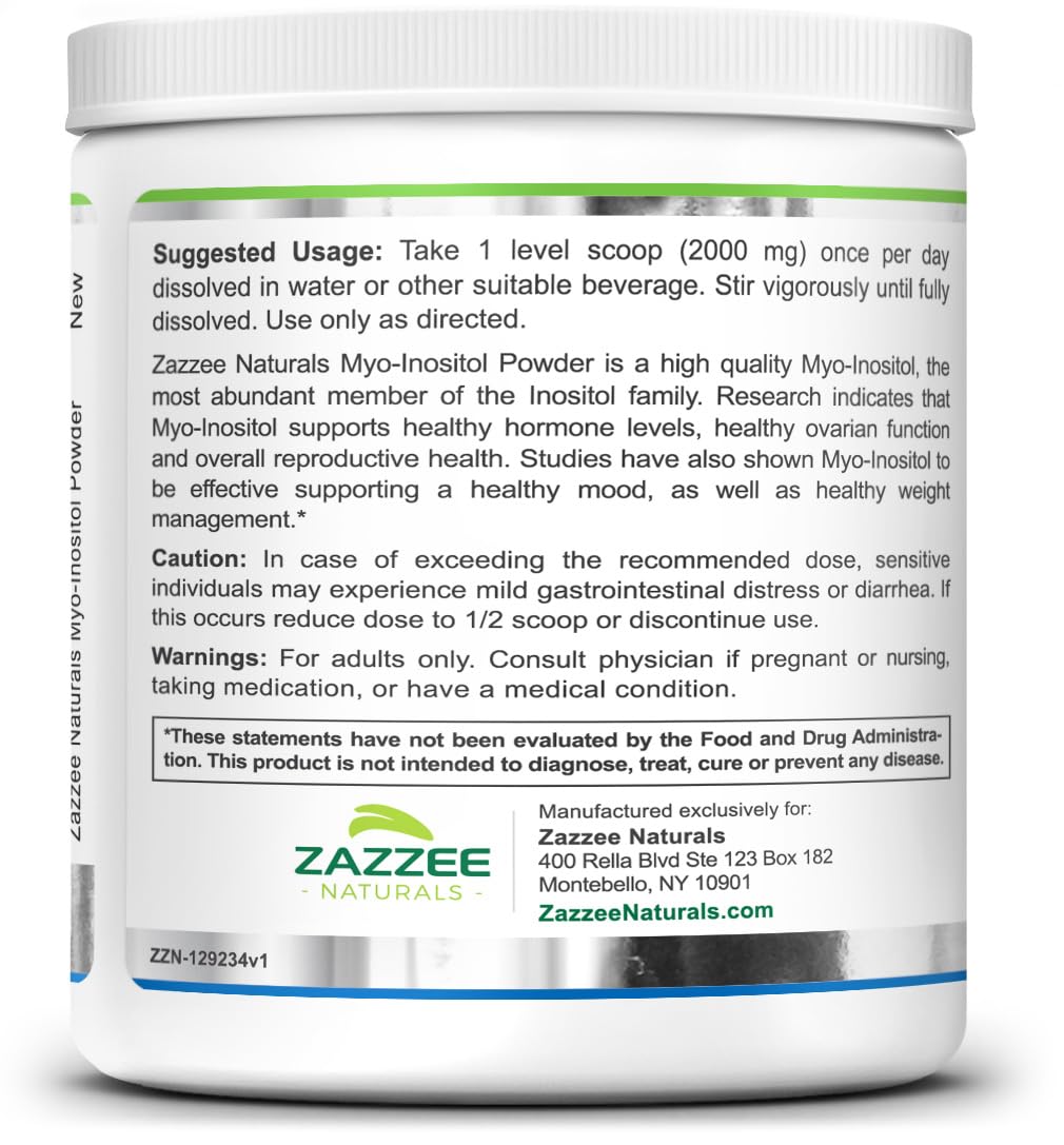 Zazzee Myo-Inositol Powder, 6 Month Supply, 183 Servings, 2000 mg per Serving ZazzeeUS supplements