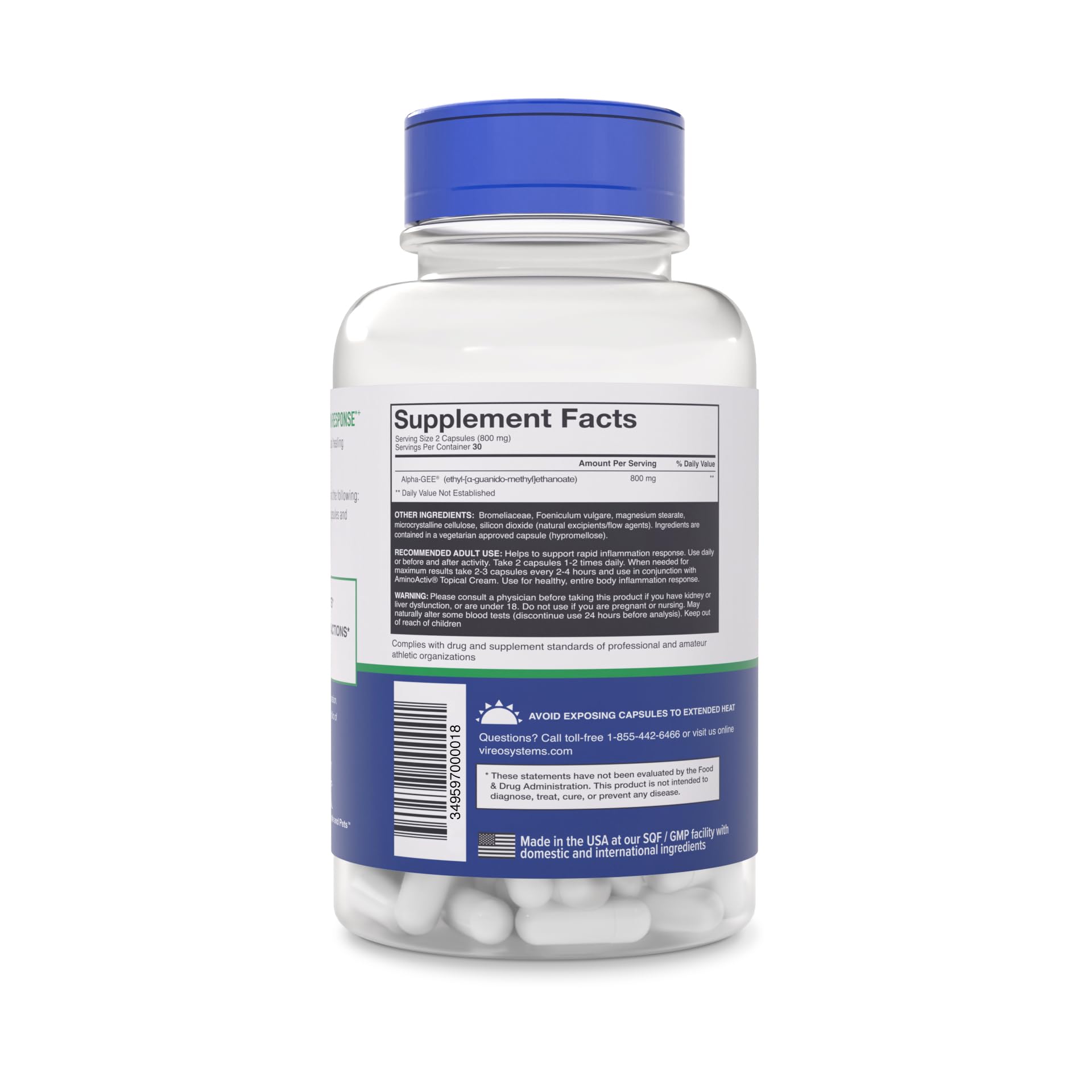 Amino Activ - Fast Holistic Support for Pain & Inflammation Caused by Activity/Exercise (180 Capsules) Amino ActivAu supplements