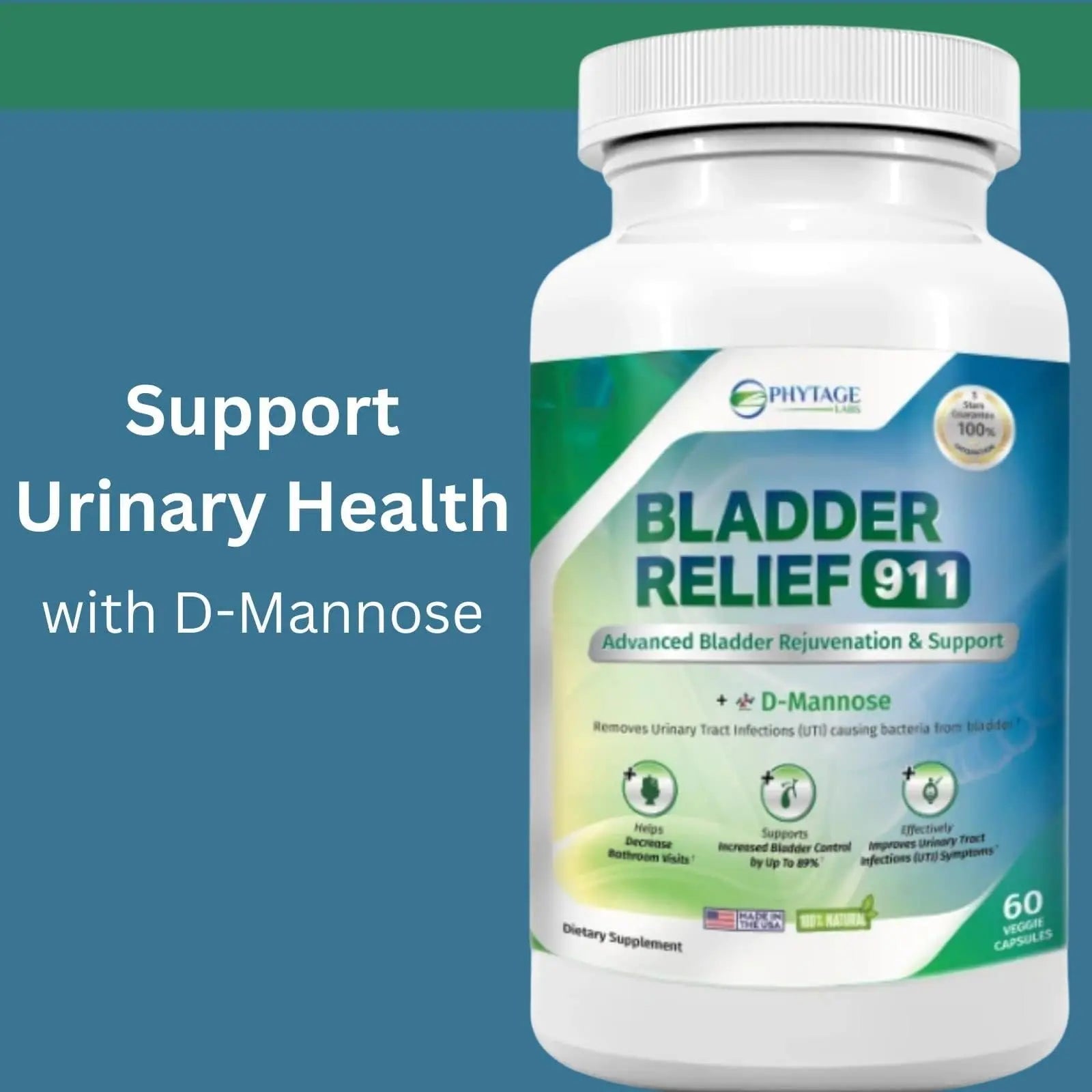 Phytage Labs Bladder Relief 911 Detoxifying Strength - for Men and Women Provides Bladder Support, 60 Veggie Capsules - 2 Pack Phytage LabsAu supplements