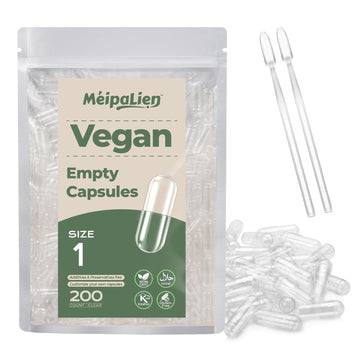 HPMC Empty Capsules Size 1-200 Clear Count Pill Capsules Empty - Plant-Based Cellulose | Vegetarian, Halal, Non-GMO | for DIY Supplement & Herbal Filling MéipaLienAu supplements