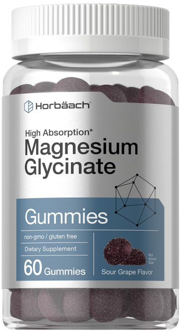 Horbäach Magnesium Glycinate Gummies | 60 Count | Sour Grape Flavor | High Absorption | Vegan, Non-GMO, Gluten Free HorbäachAu supplements