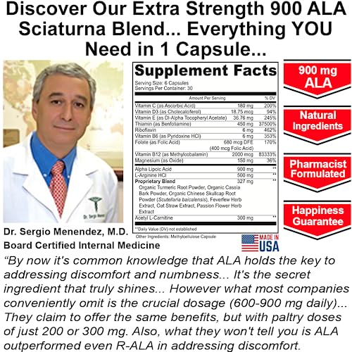 Sciatica Supplement with 900 mg Alpha Lipoic Acid - Sciatic Nerve Support NuturnaUS supplements