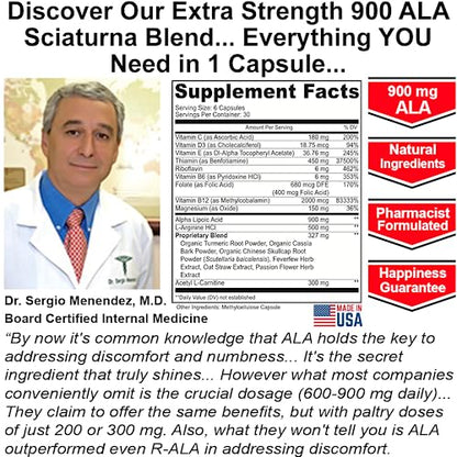 Sciatica Supplement with 900 mg Alpha Lipoic Acid - Sciatic Nerve Support NuturnaUS supplements