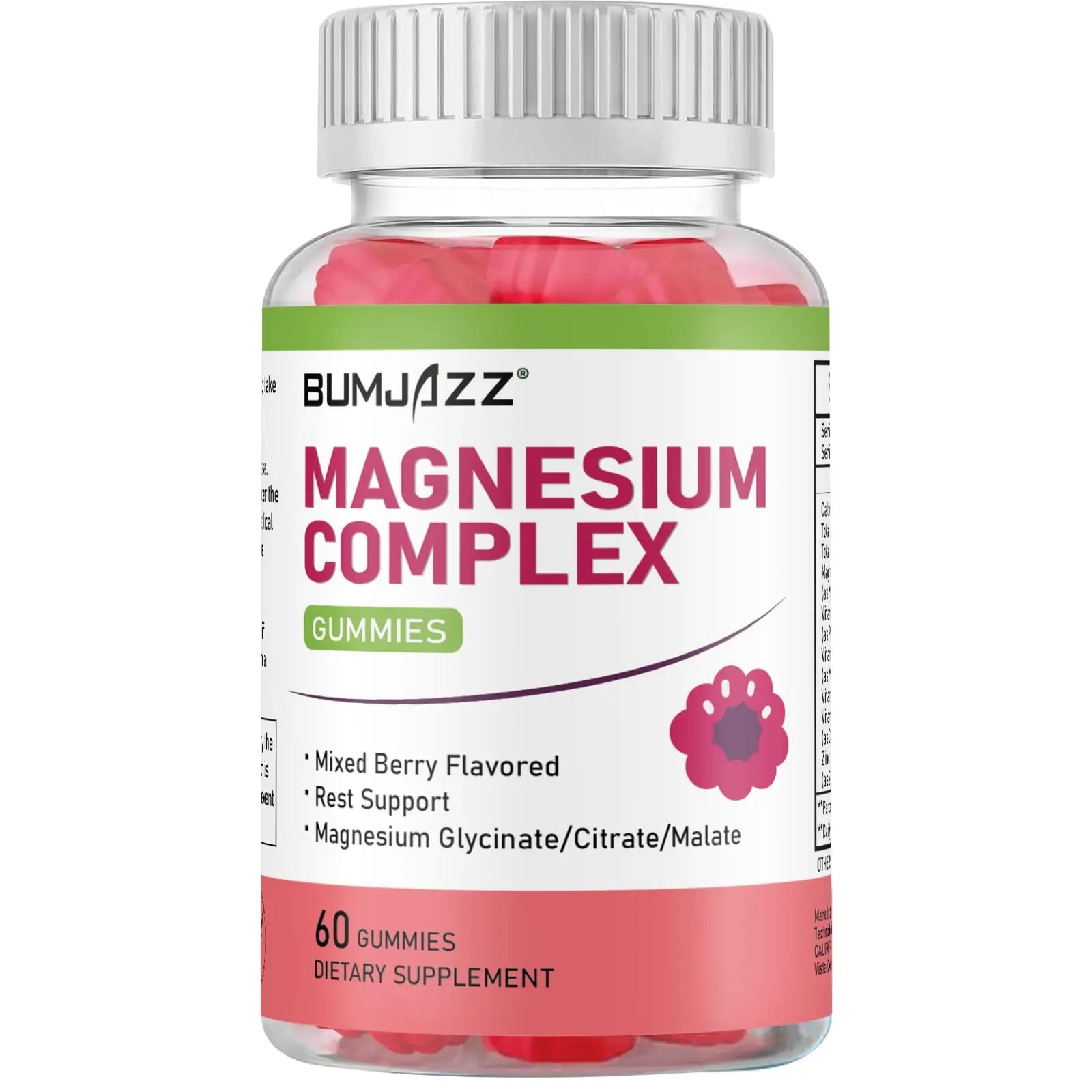 Magnesium Complex Gummies 800mg - 60 Counts Magnesium Glycinate&Citrate&Malate Gummy for Rest Muscle Function BumjazzAu supplements