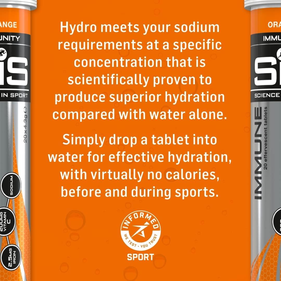 Science In Sport Hydro Hydration Tablets, Gluten-Free, Zero Sugar, Orange Flavour Plus Science in SportUS supplements