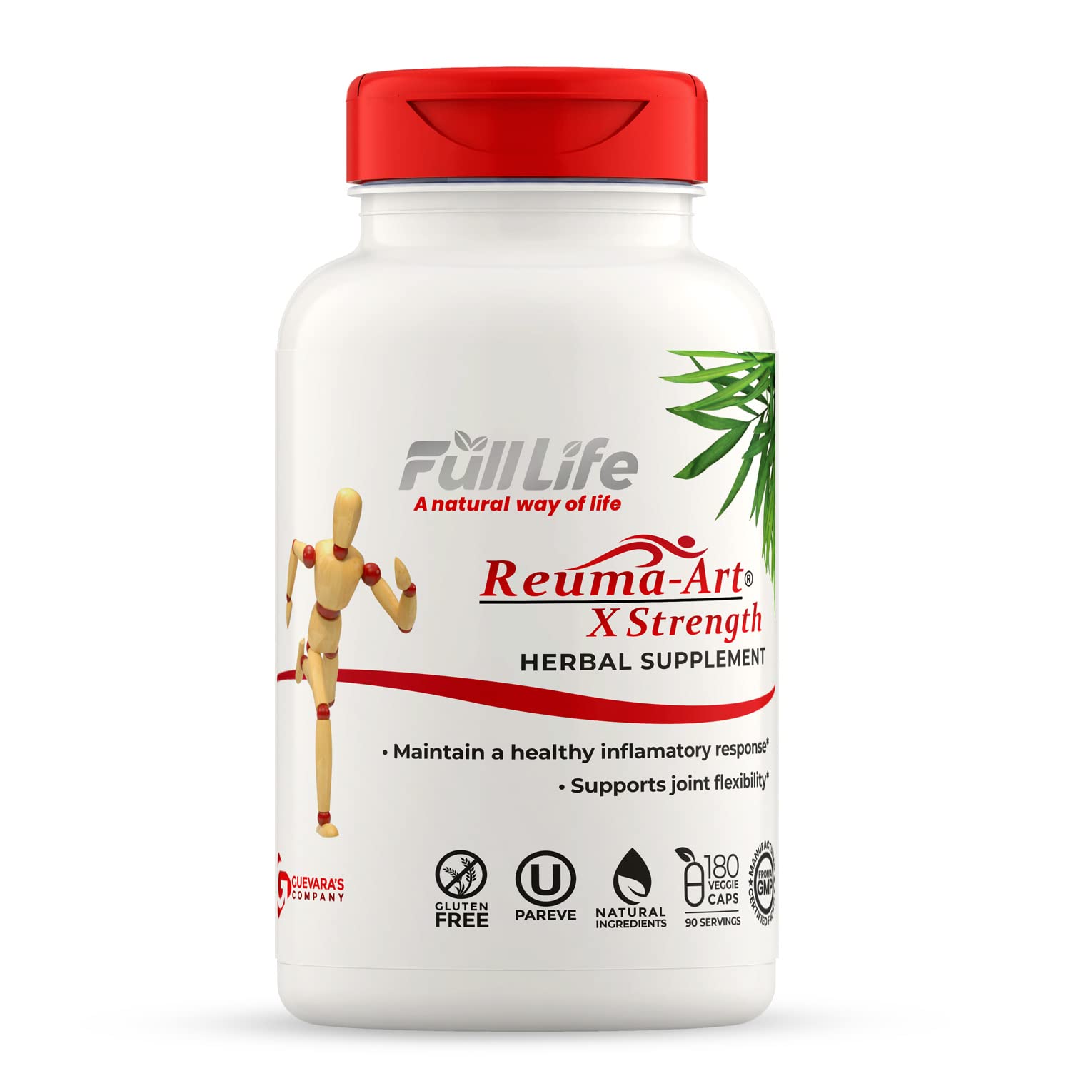 Full Life Reuma-Art X Strength – 400 mg Herbal Supplements - Supports Joint Flexibility – 180 Veggie Capsules Full LifeAu supplements
