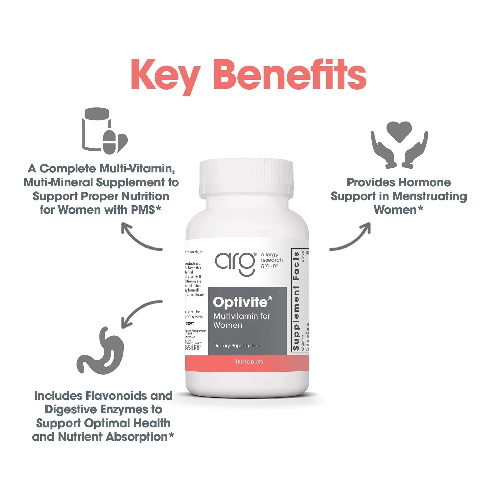 Optimox Optivite - PMS Support Supplement for Women, Period Multivitamin for Hormone Balance with Vitamin B6 & Iron, Hormone Support Vitamin - 180 Tablets OptimoxAu supplements