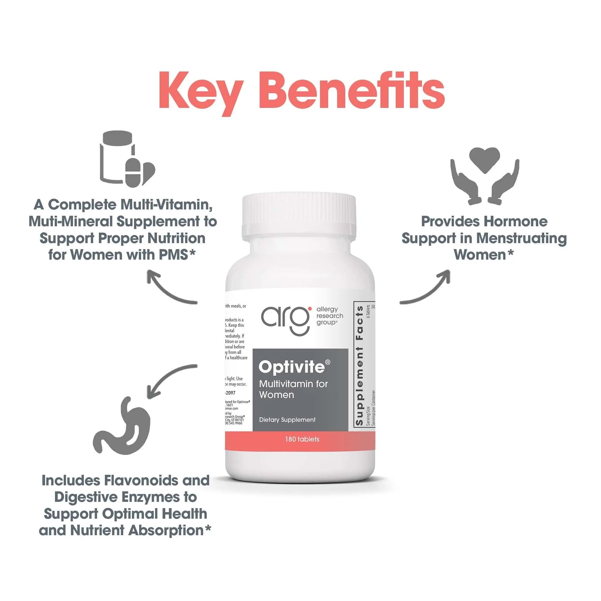 Optimox Optivite - PMS Support Supplement for Women, Period Multivitamin for Hormone Balance with Vitamin B6 & Iron, Hormone Support Vitamin - 180 Tablets OptimoxAu supplements
