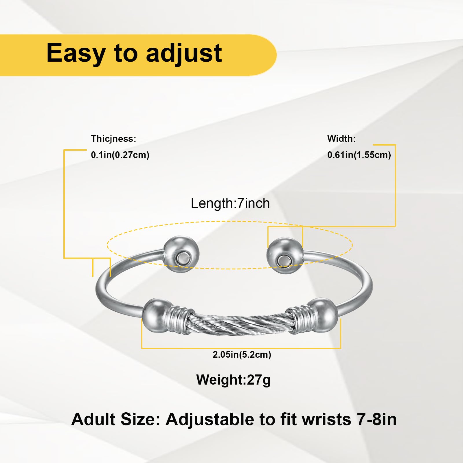 EnerMagiX Magnetic Bracelet for Women for Arthritis and Joint,Twisted Cable Stainless Steel Bangle EnerMagiXAu supplements