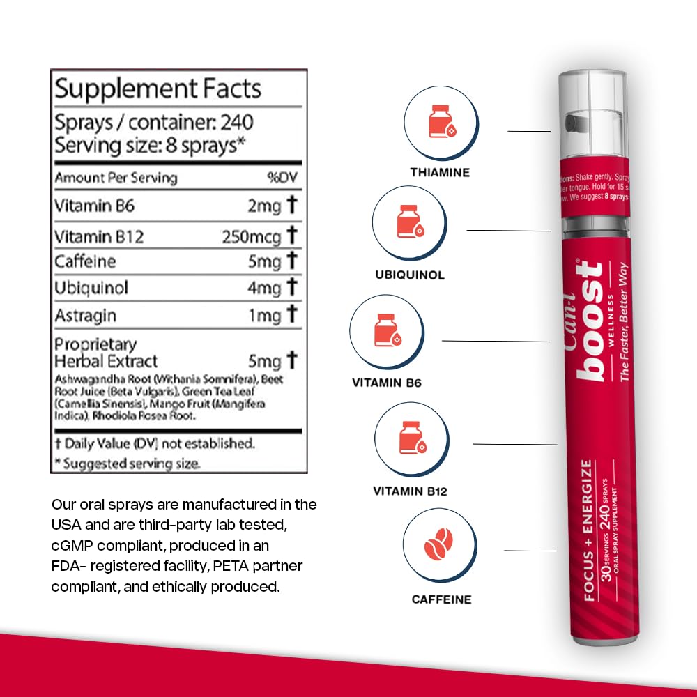Brain Supplement Booster for Focus & Attention Fast-Acting Oral Spray, Energy for Kids Cani Brands Feel AmazingUS supplements