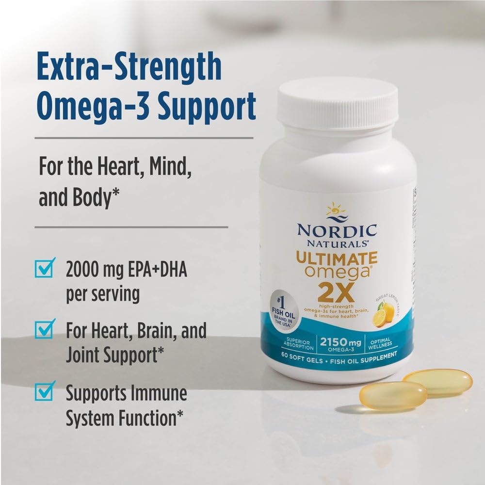 Nordic Naturals Ultimate Omega 2X, Lemon Flavor - 90 Soft Gels - 2150 mg Omega- High-Potency Omega-3 Fish Oil with EPA & DHA - Promotes Brain & Heart Health - Non-GMO - 45 Servings Nordic NaturalsAu supplements