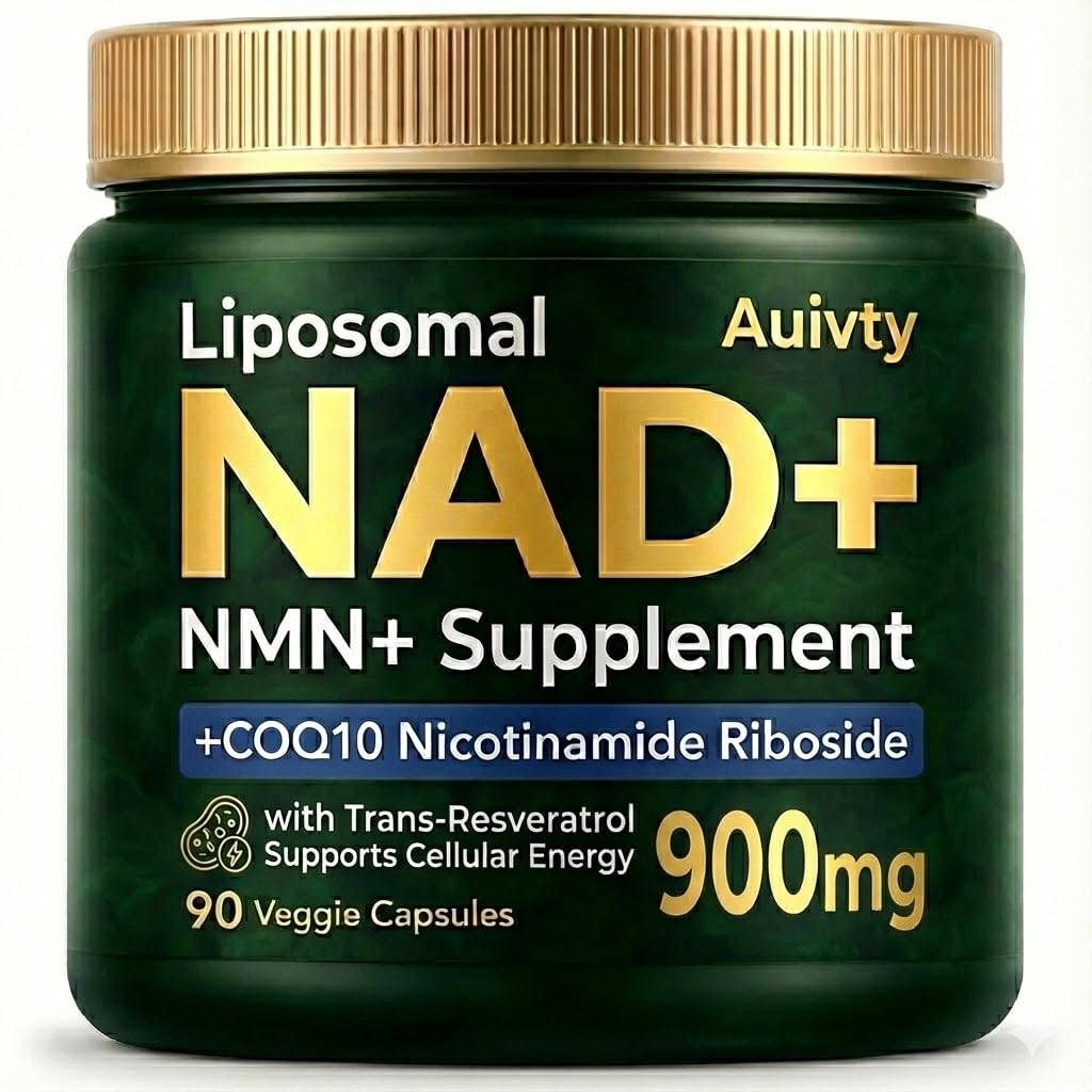 Auivty Liposomal NAD+ NMN Supplement with COQ10, Nicotinamide Riboside, Trans-Resveratrol, 900mg, 90 Veggie Capsules AuivtyAu supplements
