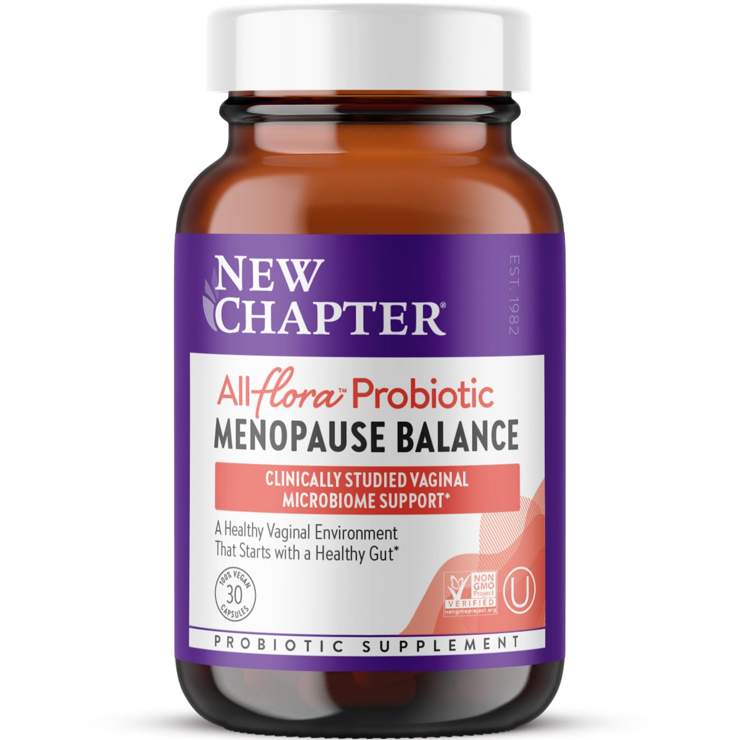 New Chapter All-Flora Probiotic Menopause Balance, Ultra-Concentrated Probiotics for Women with Black Cohosh for Menopause Hot Flashes, 100% Vegan, 30 Vegan Capsules New ChapterAu supplements