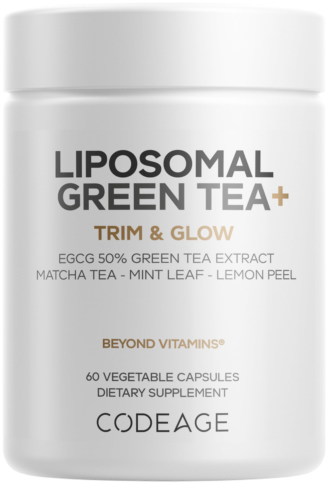 Codeage Liposomal Green Tea+ EGCG 50% Green Tea Extract, Organic Matcha Green Powder, Peppermint Leaf, Lemon Peel, Liposomal Delivery - Vegan Pils Supplement - Non-GMO - 60 Capsules CodeageAu supplements