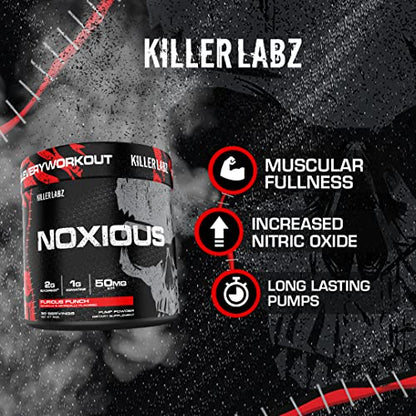 Noxious Extreme Nitric Oxide Booster Pump Pre-Workout Powder | Endurance and Muscle KILLER LABZUS supplements