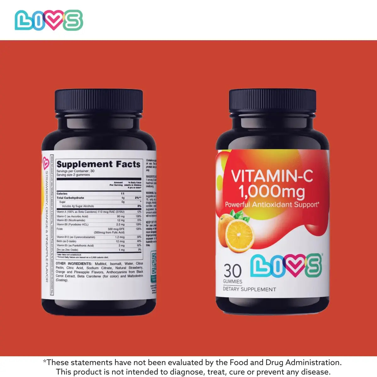 Vitamin C 1000mg Gummies for Kids & Adults |Antioxidant & Immune Support Supplement | Vegan Multivitamin for Hair, Skin & Nails LIVSAu supplements