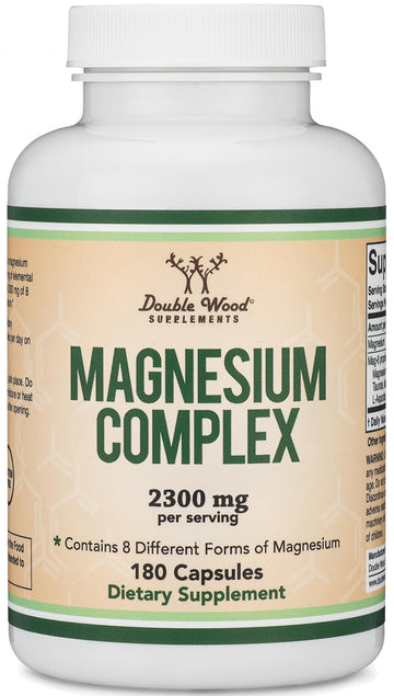 Magnesium Complex Supplement 180 Capsules (426mg Elemental Magnesium Provided by 2,300mg of Eight Different Forms of Magnesium) MAG-8 Provides 100% Daily Recommended Value of Magnesium by Double Wood Double Wood SupplementsAu supplements