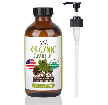 VITAL AFFAIR Castor Oil Organic Cold Pressed Unrefined Glass Bottle- USDA Certified Organic Castor Oil VITAL AFFAIRAu supplements