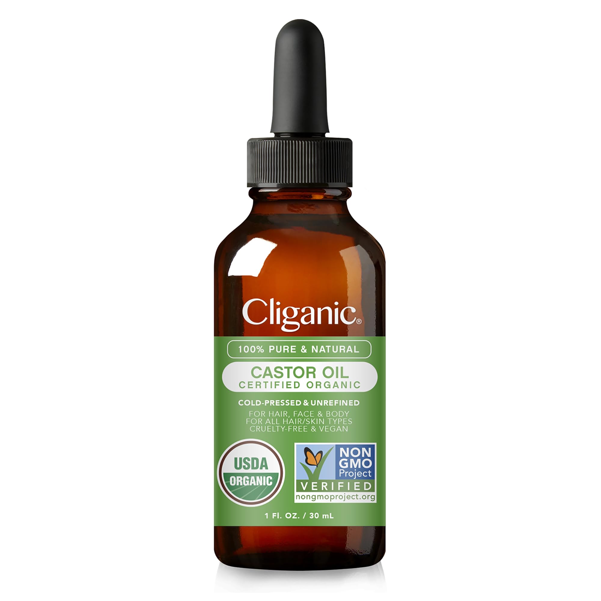 Cliganic Organic Castor Oil, 100% Pure (1oz with Eyelash Kit) - For Eyelashes, Eyebrows, Hair & Skin CliganicAu supplements