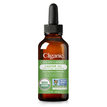 Cliganic Organic Castor Oil, 100% Pure (1oz with Eyelash Kit) - For Eyelashes, Eyebrows, Hair & Skin CliganicAu supplements