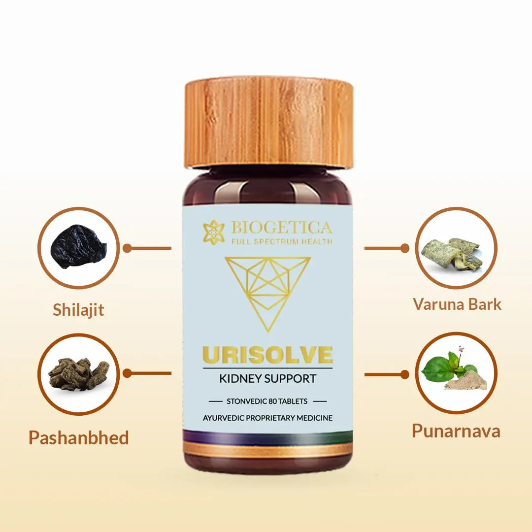 Biogetica Urisolve Kidney Care Herbal Supplement with Asparagus Racemosus & Terminalia Chebula for Optimal Urinary System Support - Non-GMO - 100% Vegan Ayurveda Supplement - 80 Tablets BiogeticaAu supplements
