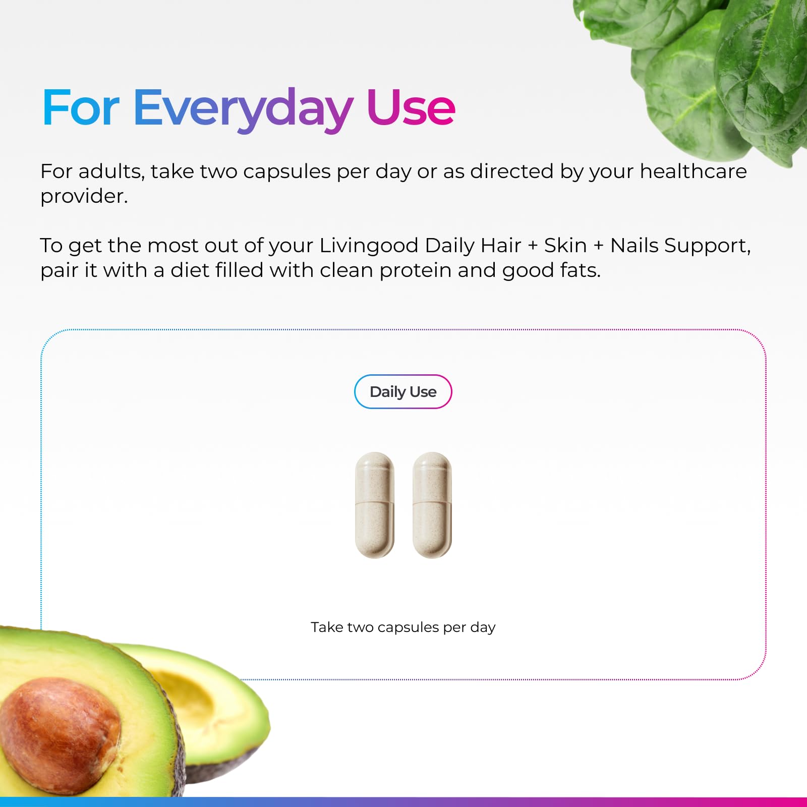 Livingood Daily Hair, Skin & Nails Supplement, 14-in-1 Formula with Biotin, Collagen, Keratin, Bamboo, Selenium, Folate, B12, Zinc and More, Beauty Supplement for Women & Men, Gluten Free, 60 Capsules Livingood DailyAu supplements