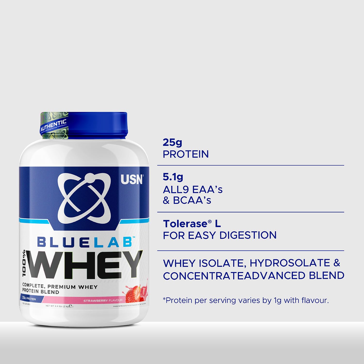 USN Blue Lab Whey Protein Powder: Strawberry - Whey Protein 908g - Post-Workout - Whey Isolate USNAu supplements