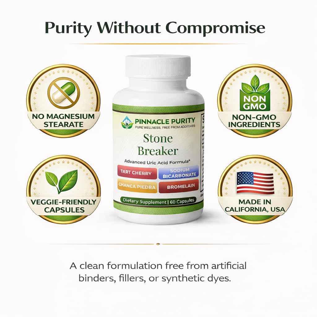 Pinnacle Purity Stone Breaker 60 Capsules, With Chanca Piedra, Tart Cherry & Bromelain – Supports Kidney & Liver Balance, Promotes Gentle Stone Management, Enhances Natural Cleansing Pathways, Non-GMO Pinnacle PurityAu supplements