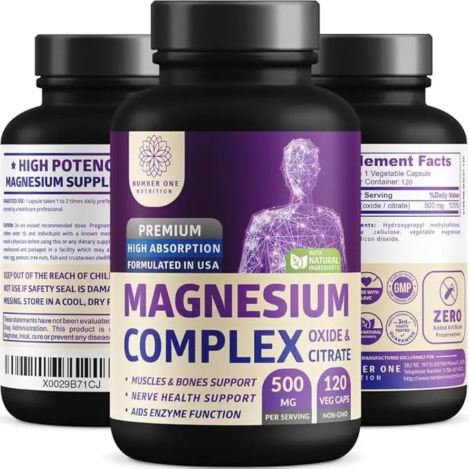 N1N Premium Magnesium Complex - High Absorption Magnesium Supplement for Women and Men to Support Regularity and Bone Health- 120 Veggie Capsules Number One NutritionAu supplements