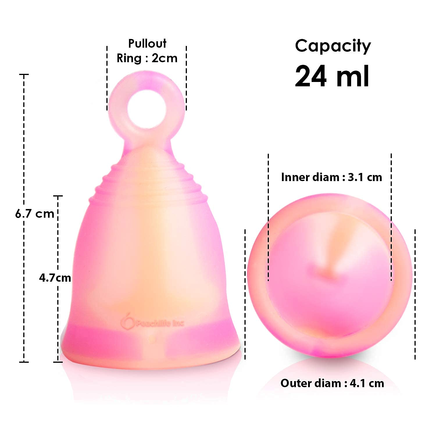 Peachlife Boric Acid Suppositories and Small Soft Menstrual Cup with Ring Pull PeachlifeUS supplements