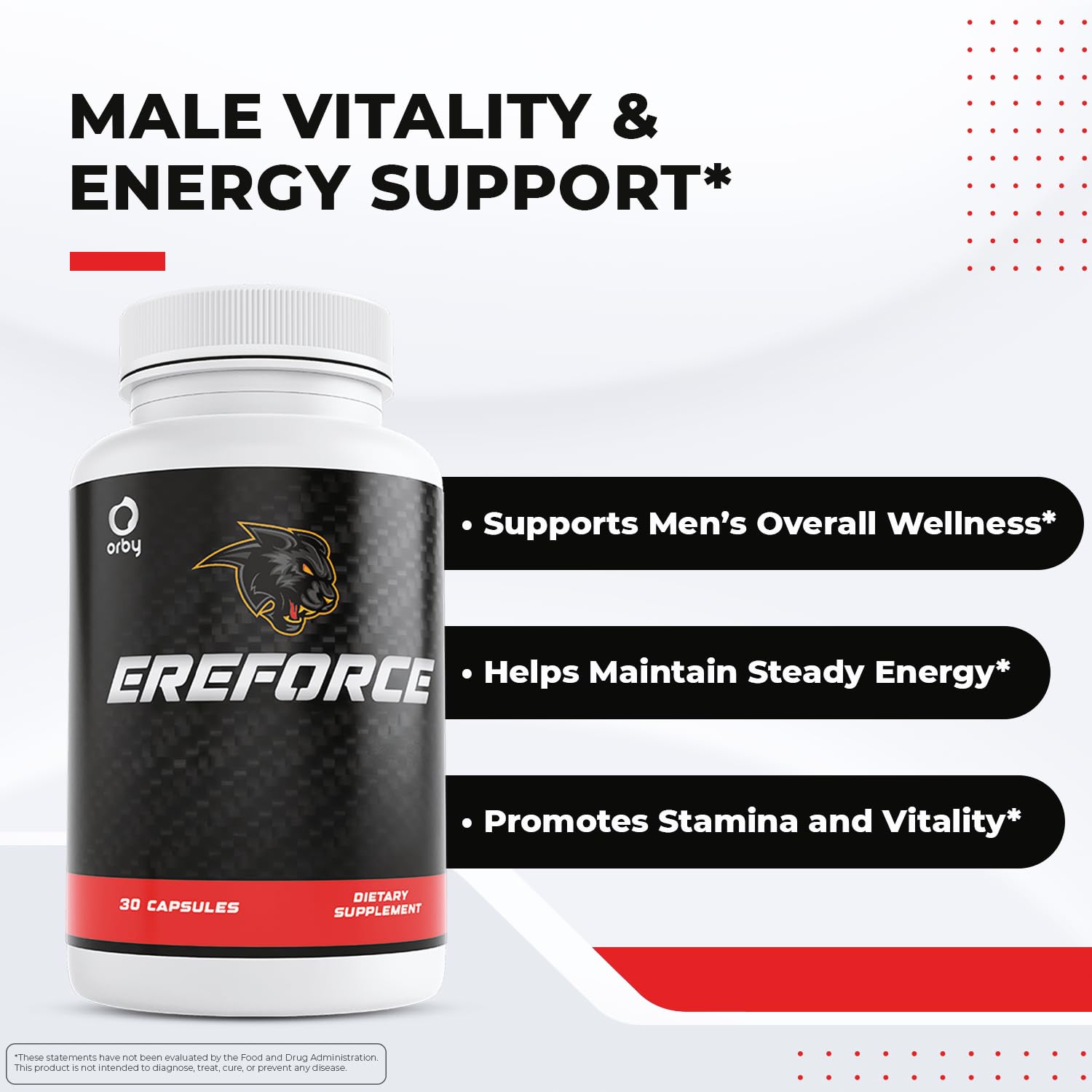 Orby EreForce – Natural Daily Wellness Supplement with L-Citrulline, L-Carnitine & Maca Root – 100% Natural, Non-GMO, GMP Certified, Made in USA – 30 Capsules, 1 Month Supply OrbyAu supplements