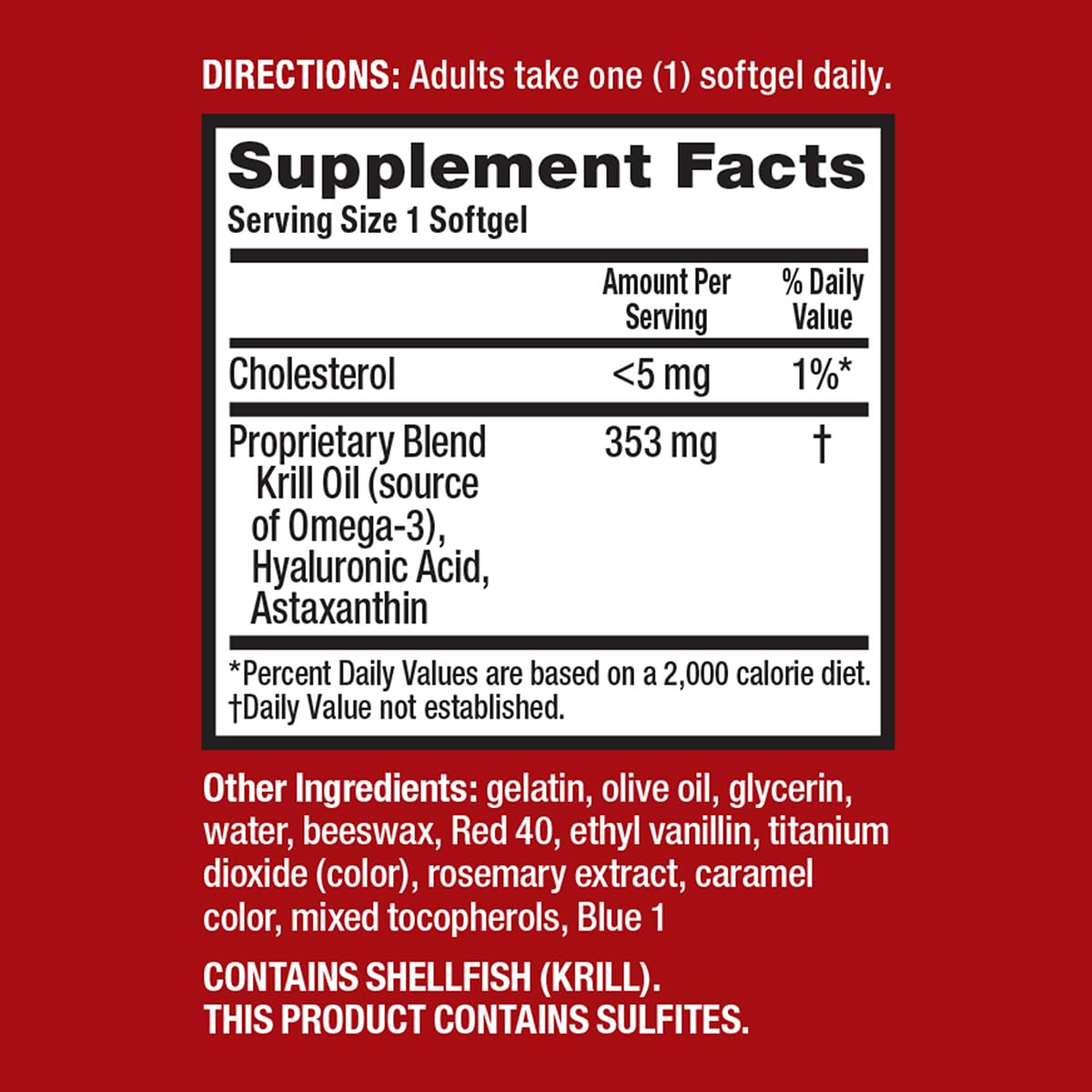 Omega-3 Krill Oil and Joint Supplement - Megared Joint Care 60 softgels - EPA/DHA fatty acids, Antioxidants, Hyaluronic acid, No fishy burp aftertaste as with Fish Oil MegaRedAu supplements