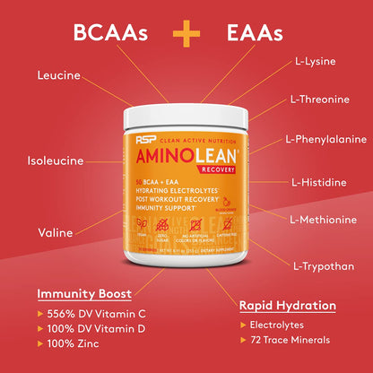 RSP AminoLean Recovery - Post Workout BCAAs Amino Acids Supplement + Electrolytes RSP NUTRITIONUS supplements