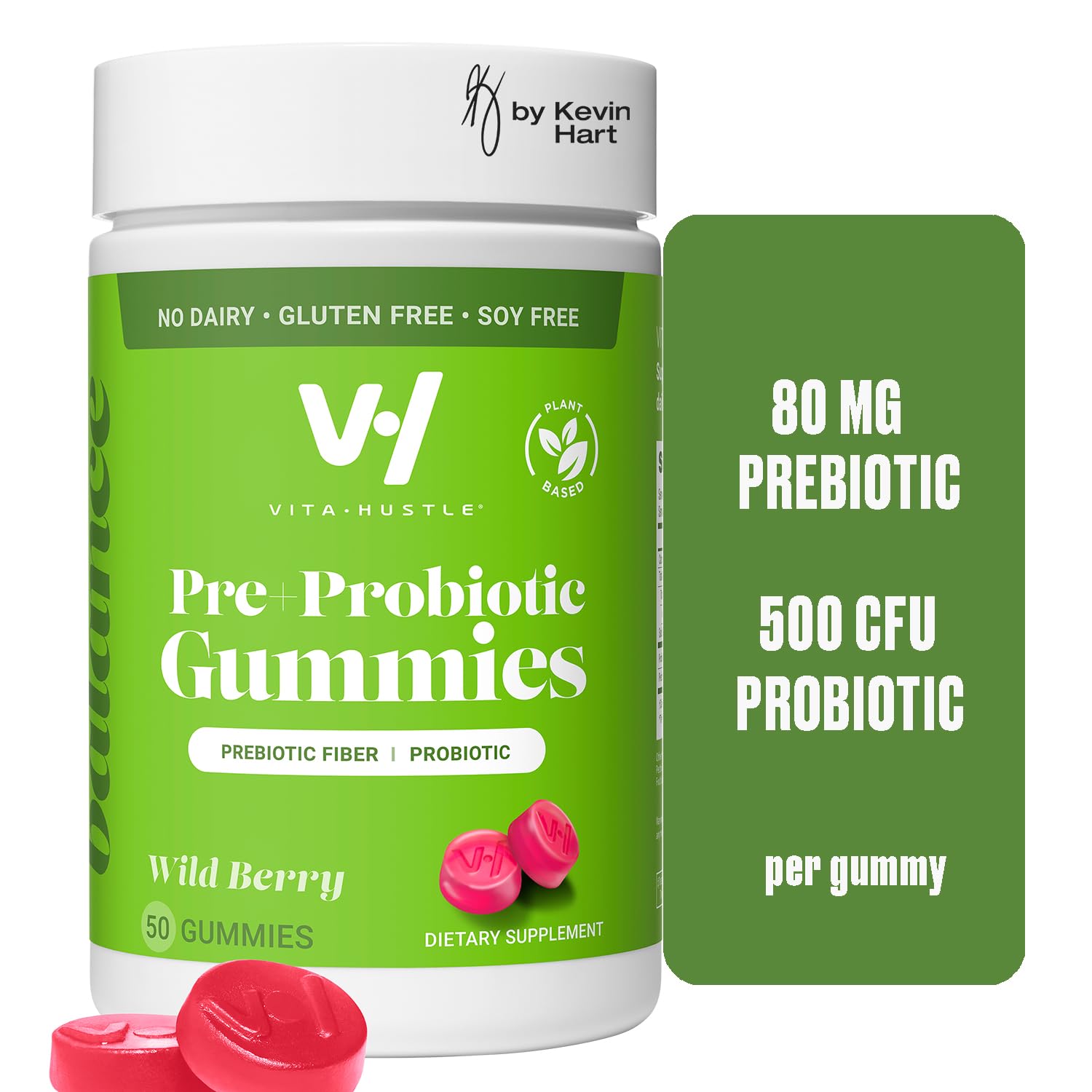 VitaHustle Probiotic Gummies + Prebiotics by Kevin Hart with Chicory Root Inulin Fiber VitaHustleUS supplements