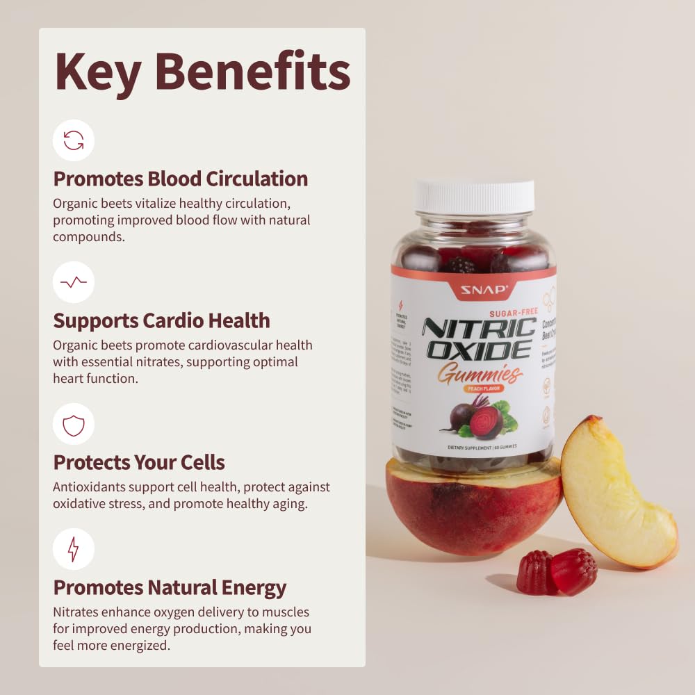 Snap Supplements Nitric Oxide Beet Root Gummies - Support Healthy Blood Circulation Snap SupplementsUS supplements