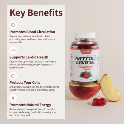 Snap Supplements Nitric Oxide Beet Root Gummies - Support Healthy Blood Circulation Snap SupplementsUS supplements
