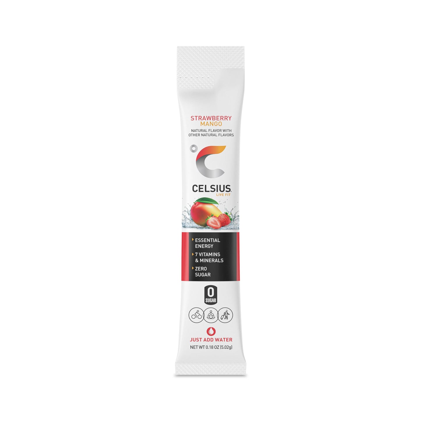 CELSIUS On-the-Go Powder Sticks Strawberry Mango, Essential Energy 14 Sticks per Pack CELSIUSUS supplements