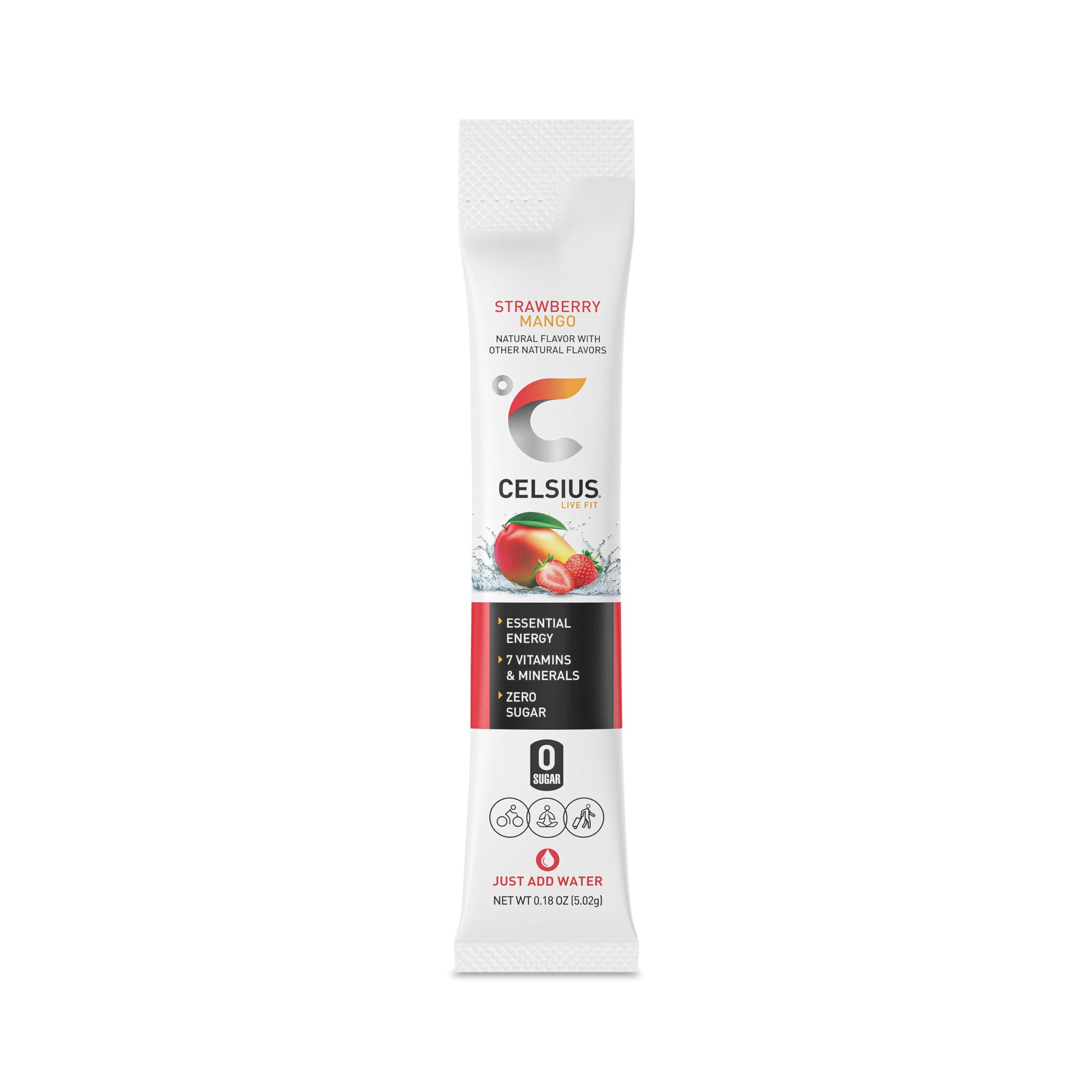 CELSIUS On-the-Go Powder Sticks Strawberry Mango, Essential Energy 14 Sticks per Pack CELSIUSUS supplements