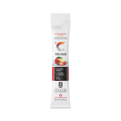 CELSIUS On-the-Go Powder Sticks Strawberry Mango, Essential Energy 14 Sticks per Pack CELSIUSUS supplements