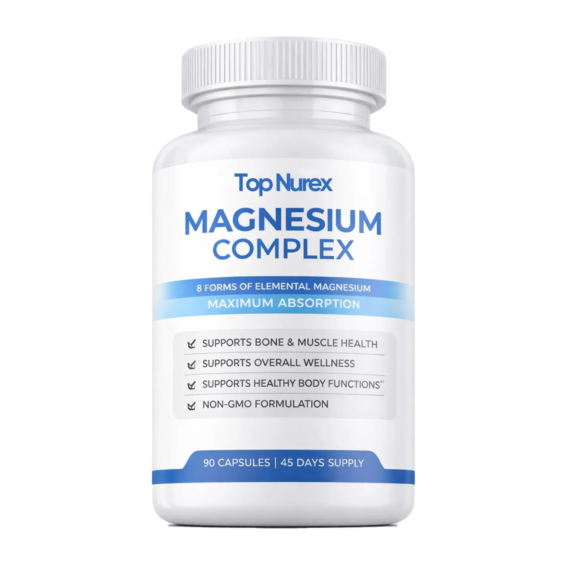 Top Nurex Magnesium Complex for Women & Men,1000mg High Absorption Blend, 8 Magnesium Forms Including Glycinate, Citrate & Malate, Daily Nutrient Support, Vegan Non-GMO, 90 Capsules (1 Pack) wuliaoAu supplements