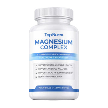 Top Nurex Magnesium Complex for Women & Men,1000mg High Absorption Blend, 8 Magnesium Forms Including Glycinate, Citrate & Malate, Daily Nutrient Support, Vegan Non-GMO, 90 Capsules (1 Pack) wuliaoAu supplements
