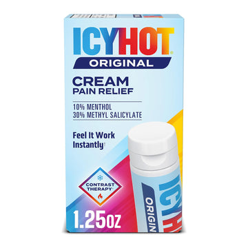 Icy Hot Original Pain Relief Cream, Fast-Acting Pain Relief with Menthol 10% and Methyl Salicylate 30%, Ice and Heat Contrast Therapy for Backaches, Joints, Muscle Strains and Arthritis, 1.25 oz Icy HotAu supplements
