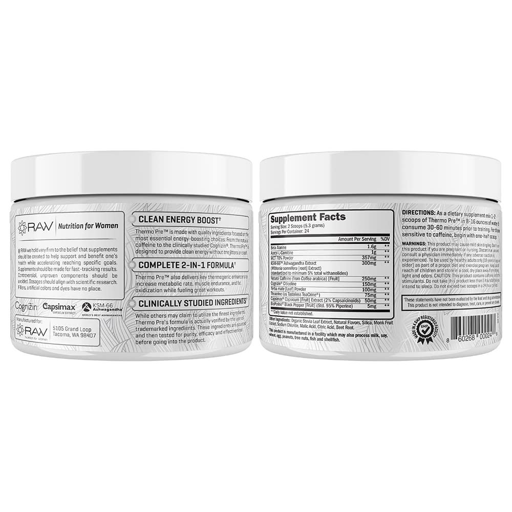 RAW Synergies Pre Workout Thermogenic Fat Burner Powder for Women and Men, RAW SynergiesUS supplements