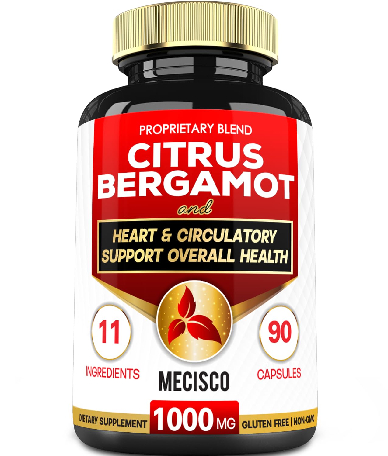 Mecisco 11 in 1 Citrus Bergamot Supplement 1000mg with Black Chokeberry, Berberine HCl & More - 90 Capsules - Supports Heart Health, Immune System, Energy Production MeciscoAu supplements