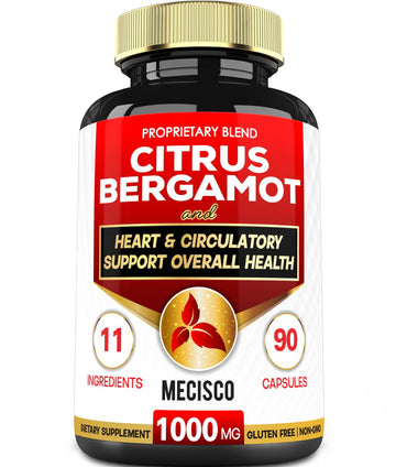 Mecisco 11 in 1 Citrus Bergamot Supplement 1000mg with Black Chokeberry, Berberine HCl & More - 90 Capsules - Supports Heart Health, Immune System, Energy Production MeciscoAu supplements