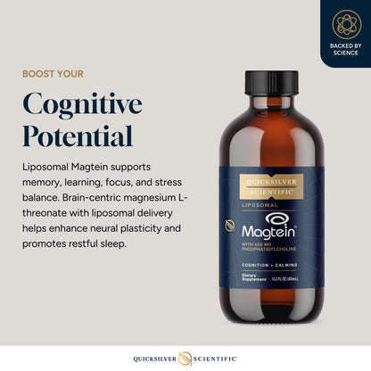 Quicksilver Scientific Liposomal Magtein - Magnesium Supplement for Brain Function Support - Stress, Sleep & Memory Support - Gluten-Free, Sugar-Free & Vegan - 15.2 fl oz (30 Servings) Quicksilver ScientificUS supplements