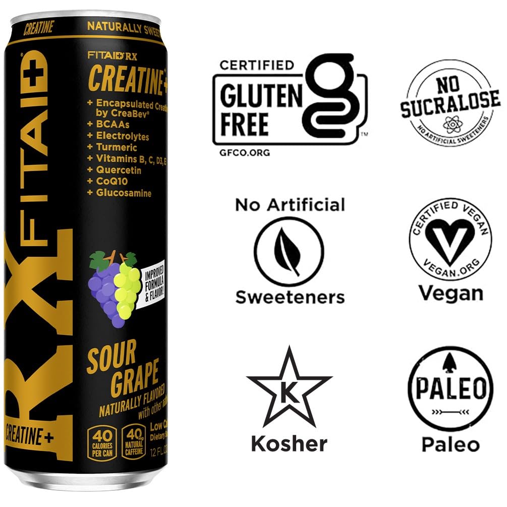 FITAID RX Recovery Blend Plus Creatine, Contains BCAAs, Glucosamine, Turmeric, B-Complex, Electrolytes, 12 Fl Oz (Pack of 12) LIFEAIDAu supplements