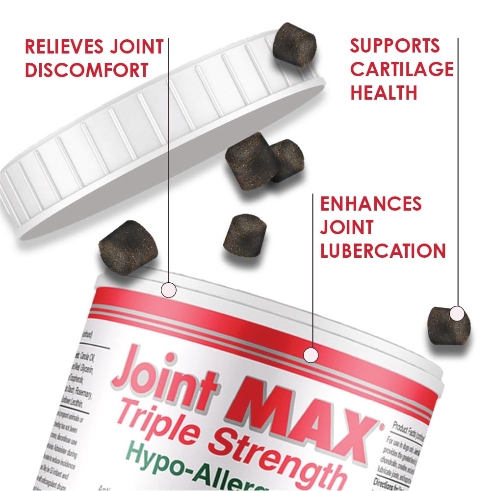 Joint MAX Triple Strength Hypo-Allergenic Soft Chews for Dogs - Hip and Joint Support Supplement with Glucosamine, Chondroitin, & MSM - Made in The USA - 120 Soft Chews Joint MaxAu supplements